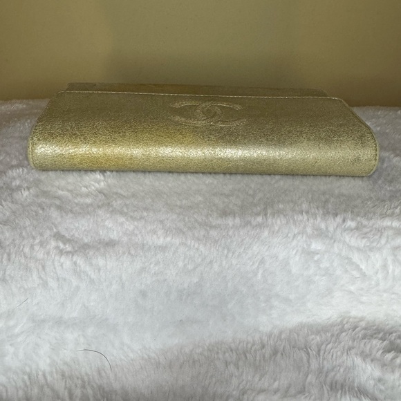 Chanel Gold Metallic Snap Flap Wallet with Auth Sticker - Picture 3 of 9